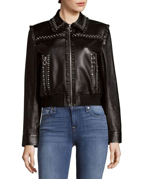 miu miu studded leather jacket|Miu Miu Studded Leather Jacket on SALE .